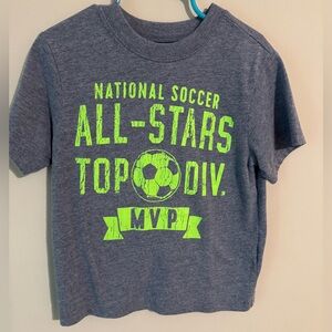 Boys Size XS(4) Gray/Neon Green Short Sleeve Soccer Shirt